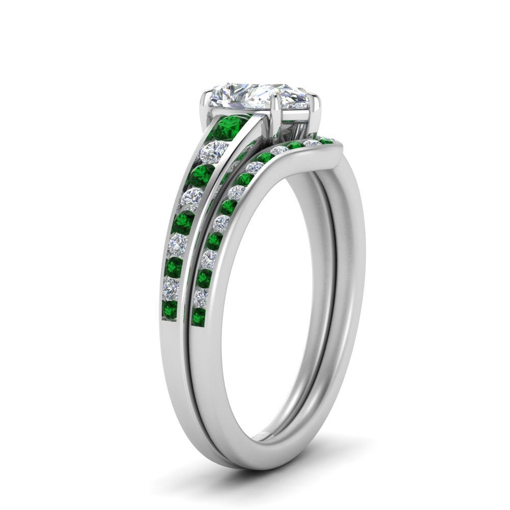 pear-shaped-graduated-channel-diamond-wedding-set-with-emerald-in-FD122866PEGEMGR-NL-WG