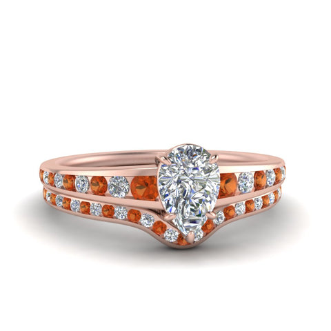 pear-shaped-graduated-channel-diamond-wedding-set-with-orange-sapphire-in-FD122866PEGSAOR-NL-RG