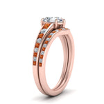 Load image into Gallery viewer, pear-shaped-graduated-channel-diamond-wedding-set-with-orange-sapphire-in-FD122866PEGSAOR-NL-RG
