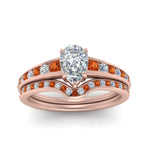 Load image into Gallery viewer, pear-shaped-graduated-channel-diamond-wedding-set-with-orange-sapphire-in-FD122866PEGSAOR-NL-RG
