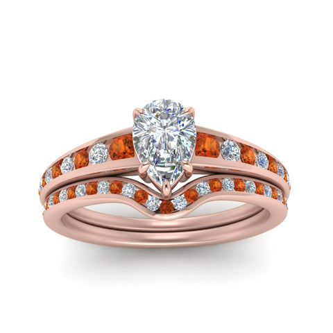 pear-shaped-graduated-channel-diamond-wedding-set-with-orange-sapphire-in-FD122866PEGSAOR-NL-RG