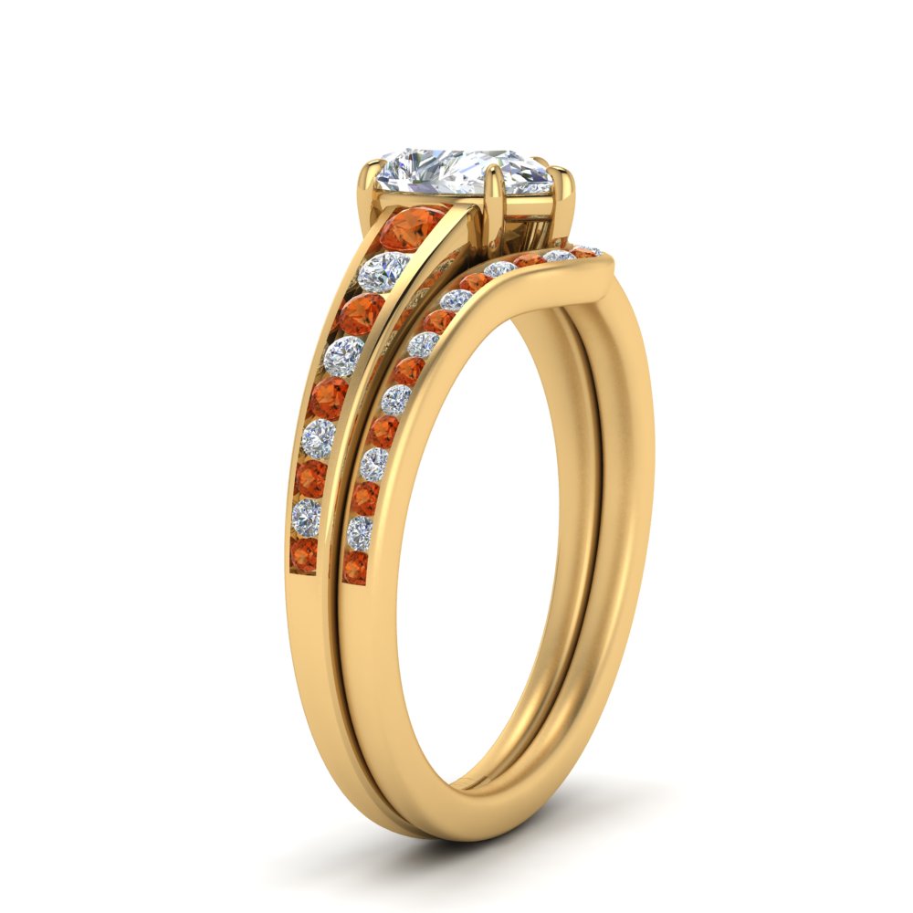 pear-shaped-graduated-channel-diamond-wedding-set-with-orange-sapphire-in-FD122866PEGSAOR-NL-YG