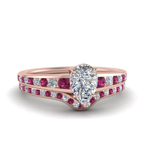 pear-shaped-graduated-channel-diamond-wedding-set-with-pink-sapphire-in-FD122866PEGSADRPI-NL-RG