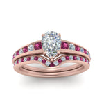 Load image into Gallery viewer, pear-shaped-graduated-channel-diamond-wedding-set-with-pink-sapphire-in-FD122866PEGSADRPI-NL-RG

