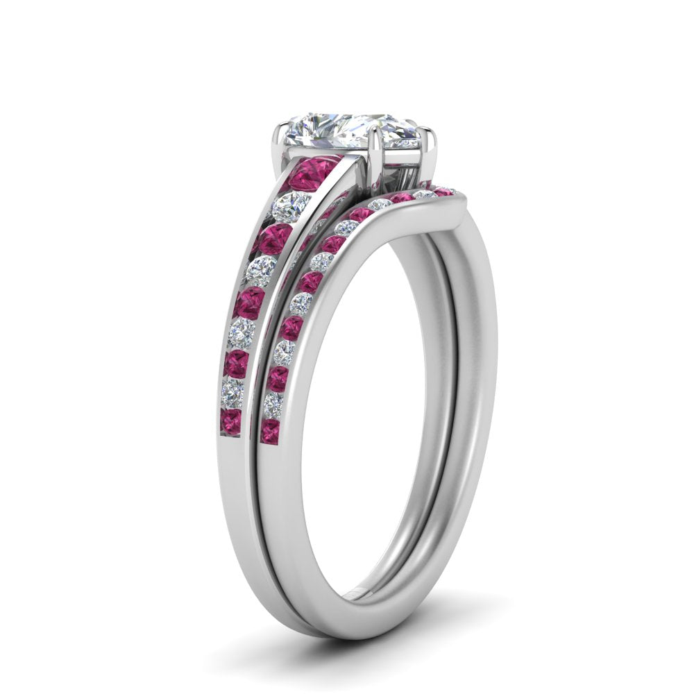 pear-shaped-graduated-channel-diamond-wedding-set-with-pink-sapphire-in-FD122866PEGSADRPI-NL-WG