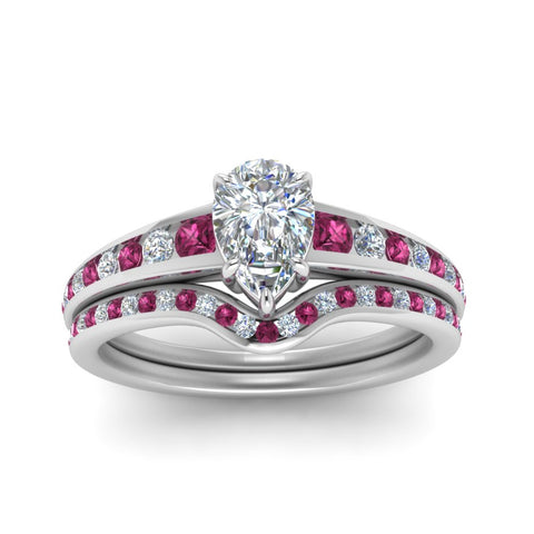 pear-shaped-graduated-channel-diamond-wedding-set-with-pink-sapphire-in-FD122866PEGSADRPI-NL-WG