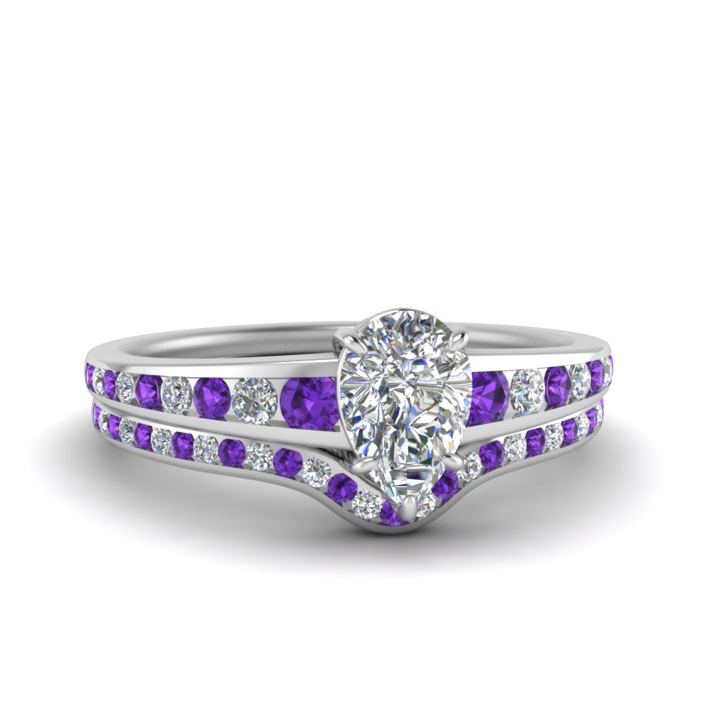 pear-shaped-graduated-channel-diamond-wedding-set-with-purple-topaz-in-FD122866PEGVITO-NL-WG