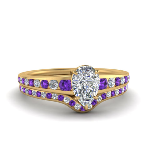 pear-shaped-graduated-channel-diamond-wedding-set-with-purple-topaz-in-FD122866PEGVITO-NL-YG