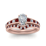 Load image into Gallery viewer, pear-shaped-graduated-channel-diamond-wedding-set-with-ruby-in-FD122866PEGRUDR-NL-RG
