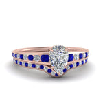 Load image into Gallery viewer, pear-shaped-graduated-channel-diamond-wedding-set-with-sapphire-in-FD122866PEGSABL-NL-RG
