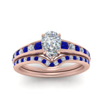 Load image into Gallery viewer, pear-shaped-graduated-channel-diamond-wedding-set-with-sapphire-in-FD122866PEGSABL-NL-RG
