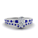 Load image into Gallery viewer, pear-shaped-graduated-channel-diamond-wedding-set-with-sapphire-in-FD122866PEGSABL-NL-WG
