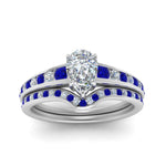 Load image into Gallery viewer, pear-shaped-graduated-channel-diamond-wedding-set-with-sapphire-in-FD122866PEGSABL-NL-WG
