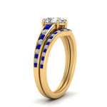 Load image into Gallery viewer, pear-shaped-graduated-channel-diamond-wedding-set-with-sapphire-in-FD122866PEGSABL-NL-YG
