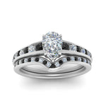 Load image into Gallery viewer, pear-shaped-graduated-channel-wedding-set-with-black-diamond-in-FD122866PEGBLACK-NL-WG
