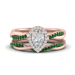 Load image into Gallery viewer, pear-shaped-halo-emerald-infinity-bridal-set-in-rose-gold-FD9212PEGEMGR-NL-RG-B2.jpg
