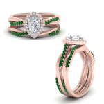 Load image into Gallery viewer, pear-shaped-halo-emerald-infinity-bridal-set-in-rose-gold-FD9212PEGEMGR-NL-RG-B2.jpg
