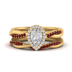 Load image into Gallery viewer, pear-shaped-halo-ruby-infinity-bridal-set-in-yellow-gold-FD9212PEGRUDR-NL-YG-B2.jpg
