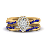 Load image into Gallery viewer, pear-shaped-halo-sapphire-infinity-bridal-set-in-yellow-gold-FD9212PEGSABL-NL-YG-B2.jpg
