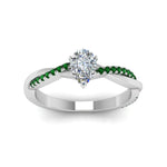 Load image into Gallery viewer, pear-shaped-infinity-twist-diamond-engagement-ring-with-emerald-in-14K-white-gold-FD8253PERGEMGR-NL-WG
