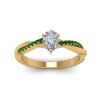 Load image into Gallery viewer, pear-shaped-infinity-twist-diamond-engagement-ring-with-emerald-in-14K-yellow-gold-FD8253PERGEMGR-NL-YG

