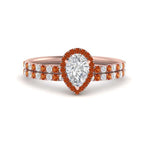 Load image into Gallery viewer, pear-shaped-orange-sapphire-halo-wedding-ring-set-in-rose-gold-FD8523PEGSAOR-NL-RG
