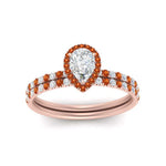 Load image into Gallery viewer, pear-shaped-orange-sapphire-halo-wedding-ring-set-in-rose-gold-FD8523PEGSAOR-NL-RG
