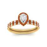 Load image into Gallery viewer, pear-shaped-orange-sapphire-halo-wedding-ring-set-in-yellow-gold-FD8523PEGSAOR-NL-YG
