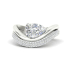 Load image into Gallery viewer, Pear Shaped Pave Band with Wave Solitaire Ring

