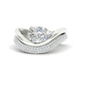 Thumbnail 5 - Pear Shaped Pave Band with Wave Solitaire Ring