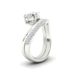 Load image into Gallery viewer, Pear Shaped Pave Band with Wave Solitaire Ring
