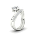 Thumbnail 8 - Pear Shaped Pave Band with Wave Solitaire Ring