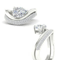 Thumbnail 6 - Pear Shaped Pave Band with Wave Solitaire Ring
