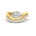 Thumbnail 9 - Pear Shaped Pave Band with Wave Solitaire Ring