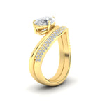 Load image into Gallery viewer, Pear Shaped Pave Band with Wave Solitaire Ring
