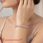 Load image into Gallery viewer, pear-shaped-petal-style-tennis-bracelet-rose-gold-fdbr8150-model