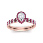 Load image into Gallery viewer, pear-shaped-pink-sapphire-halo-wedding-ring-set-in-rose-gold-FD8523PEGSADRPI-NL-RG