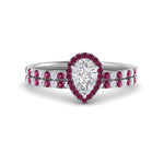 Load image into Gallery viewer, pear-shaped-pink-sapphire-halo-wedding-ring-set-in-white-gold-FD8523PEGSADRPI-NL-WG
