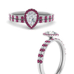 Load image into Gallery viewer, pear-shaped-pink-sapphire-halo-wedding-ring-set-in-white-gold-FD8523PEGSADRPI-NL-WG
