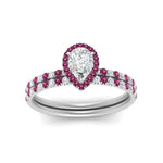Load image into Gallery viewer, pear-shaped-pink-sapphire-halo-wedding-ring-set-in-white-gold-FD8523PEGSADRPI-NL-WG