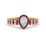Load image into Gallery viewer, pear-shaped-pink-sapphire-halo-wedding-ring-set-in-yellow-gold-FD8523PEGSADRPI-NL-YG
