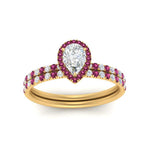 Load image into Gallery viewer, pear-shaped-pink-sapphire-halo-wedding-ring-set-in-yellow-gold-FD8523PEGSADRPI-NL-YG