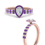 Load image into Gallery viewer, pear-shaped-purple-topaz-halo-wedding-ring-set-in-rose-gold-FD8523PEGVITO-NL-RG