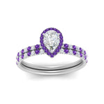 Load image into Gallery viewer, pear-shaped-purple-topaz-halo-wedding-ring-set-in-white-gold-FD8523PEGVITO-NL-WG
