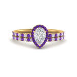 Load image into Gallery viewer, pear-shaped-purple-topaz-halo-wedding-ring-set-in-yellow-gold-FD8523PEGVITO-NL-YG
