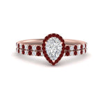 Load image into Gallery viewer, pear-shaped-ruby-halo-wedding-ring-set-in-rose-gold-FD8523PEGRUDR-NL-RG