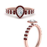 Load image into Gallery viewer, pear-shaped-ruby-halo-wedding-ring-set-in-rose-gold-FD8523PEGRUDR-NL-RG
