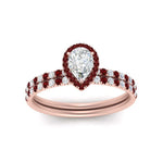 Load image into Gallery viewer, pear-shaped-ruby-halo-wedding-ring-set-in-rose-gold-FD8523PEGRUDR-NL-RG