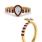 Load image into Gallery viewer, pear-shaped-ruby-halo-wedding-ring-set-in-yellow-gold-FD8523PEGRUDR-NL-YG
