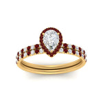 Load image into Gallery viewer, pear-shaped-ruby-halo-wedding-ring-set-in-yellow-gold-FD8523PEGRUDR-NL-YG
